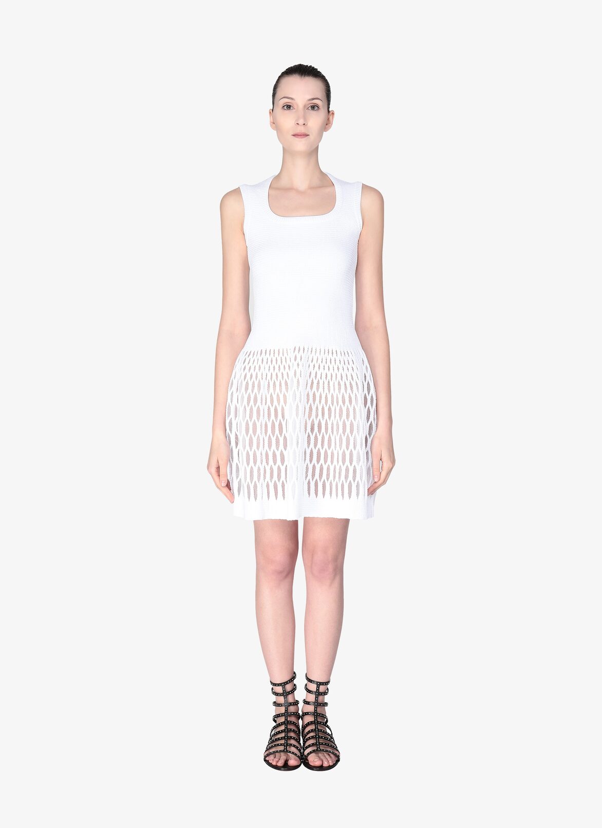 SLEEVELESS DRESS DIAPHANE WHITE ALAÏA WHITE  SLEEVELESS DRESS DIAPHANE WHITE